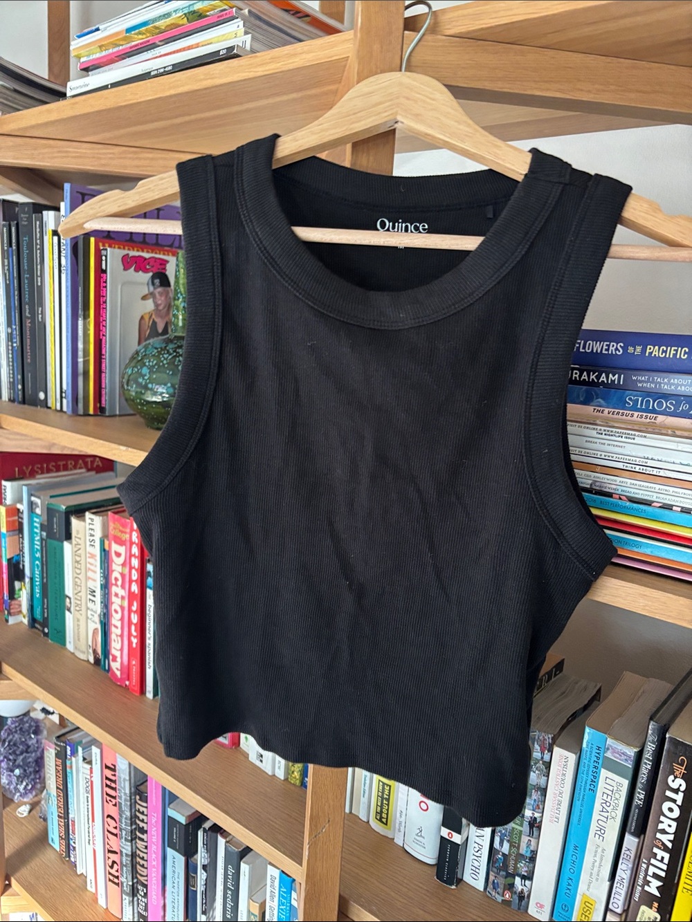 Quince Black Ribbed Cropped Tank